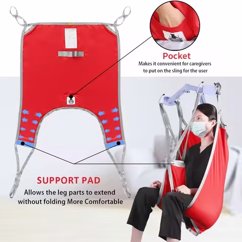 Ehucon Divided Leg Patient Lift Sling Full Body Transfer Lift with Lower Back for Hoist Positioning Elderly Disabled SWL 500lbs